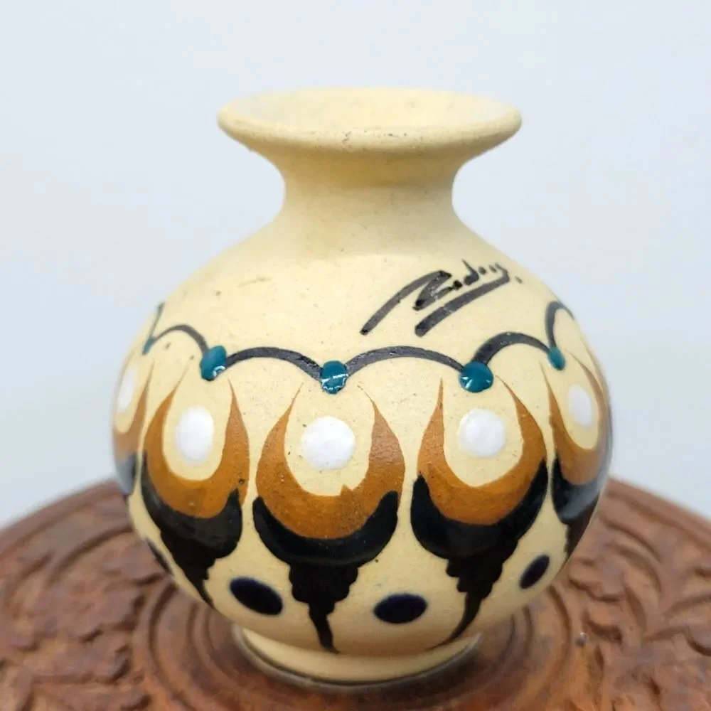 Vintage Zadar Hand Painted Miniature Vase – Yugoslavia Pottery – Abstract Floral